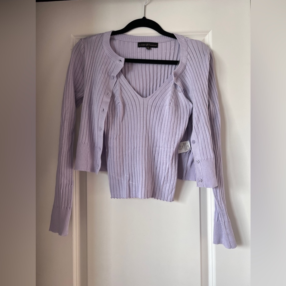 Purple Tank Top Cardigan Set
